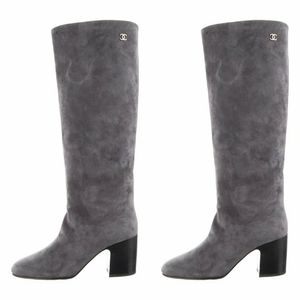 Chanel grey suede boots
